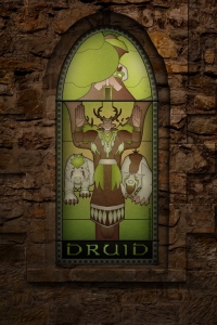 (c) Disciplinary Action - Stained Class: The Druid, stained glass