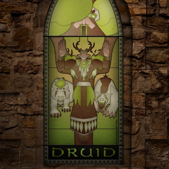 (c) Disciplinary Action - Stained Class: The Druid, stained glass