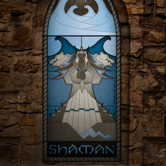 (c) Disciplinary Action - Stained Class: The Shaman, stained glass