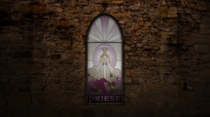 (c) Disciplinary Action - Stained Class: The Priest, stained glass