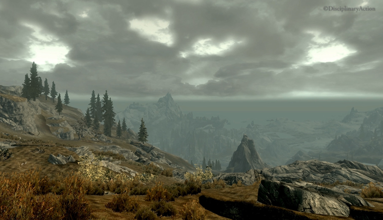 Skyrim: Cliffs at Day - Still from the Moving Wallpaper (c) Disciplinary Action