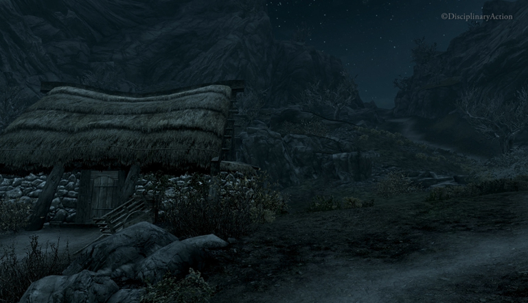 Skyrim: Starry Night with Hut - Still from the Moving Wallpaper (c) Disciplinary Action